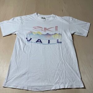 Vintage Ski Vail T-Shirt Hanes‎ Beefy-T Graphic Colorado Menswear Single Sticht